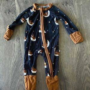 Adorable Kids Footie Pajama - Navy and Brown